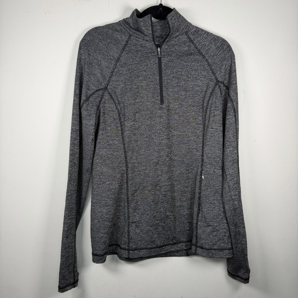 Tek-Gear Semi-Fitted Med 1/4 Zip Grey Heather Long Sleeve Thumb Holes